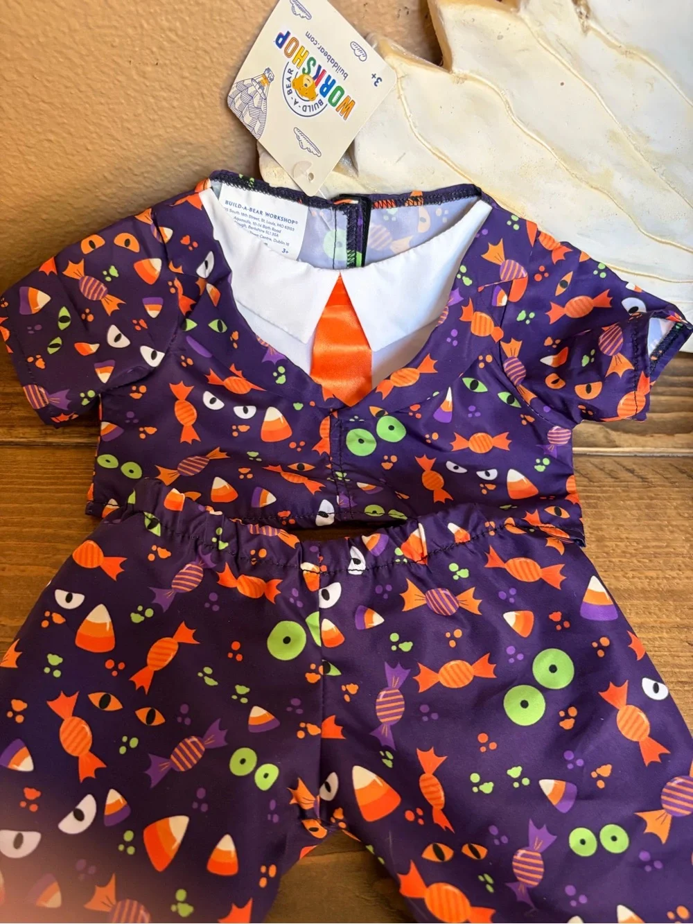 Build a Bear Halloween Orange Tie Out Fit CUTE! NWT